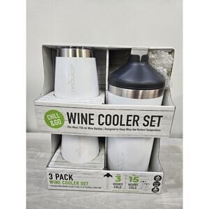 Reduce Wine Cooler Set - Stainless Steel Wine Bottle Cooler 3 pc White